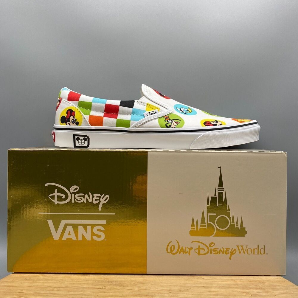 Vans Disney 50th Anniversary Mickey & Friends Slip-O White Sneaker Shoes Mens 10 - Picture 2 of 16